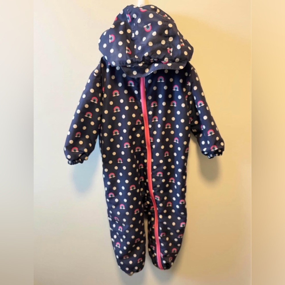 Hatley Navy Rainsuir with Polka Dots and Rainbows